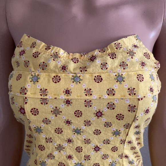 Vintage Y2K Rampage Sundress Womens Size 5 Yellow Strapless Floral Pattern - Picture 10 of 11